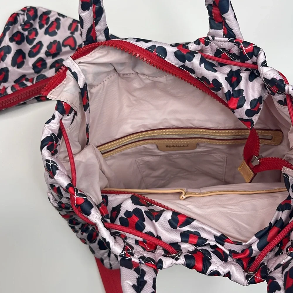 MZ Wallace Small Metro Convertible Backpack Heart Leopard Print